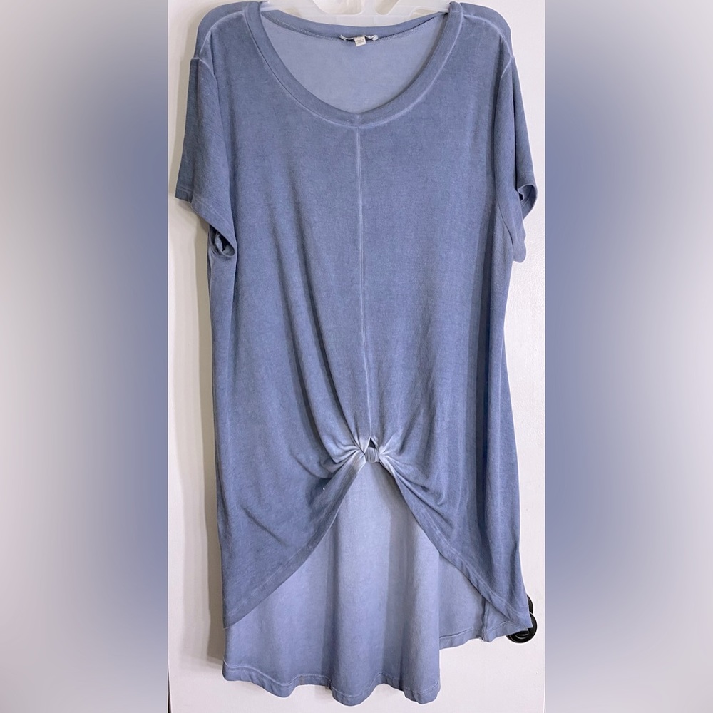 Umgee Hi-Low Knot Top- Blue Sz:Large